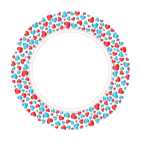 Round frame from hearts confetti Valentine day or Wedding vector background のイラスト素材