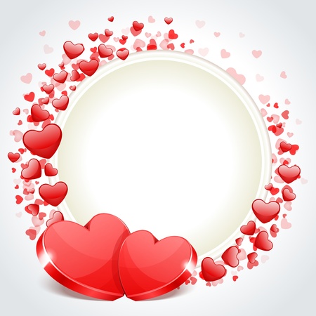 Valentine day frame vector background with two hearts のイラスト素材