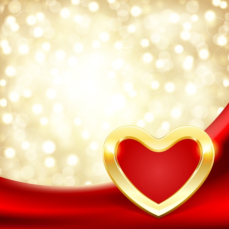 Heart on silk with light Valentine day vector background のイラスト素材
