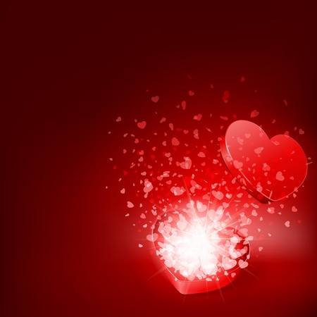 Open heart gift and flow hearts Valentine day vector backgroundのイラスト素材
