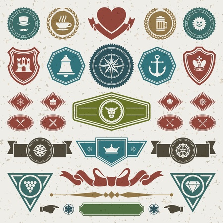 Vintage style retro emblem label collection vector design elements のイラスト素材