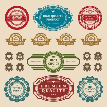 Vintage style retro emblem label collection vector design elements  のイラスト素材
