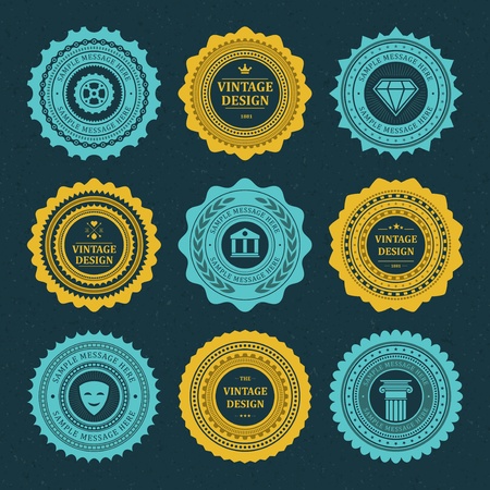 Vintage style retro emblem label collection vector design elements  のイラスト素材