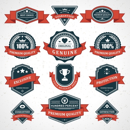 Vintage labels and ribbon retro style set vector design elementsのイラスト素材