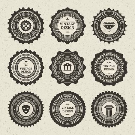 Vintage style retro emblem label collection vector design elements  のイラスト素材