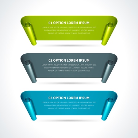 Infographics options design elements  Vector illustration  Scroll paper banner or header numbers website のイラスト素材