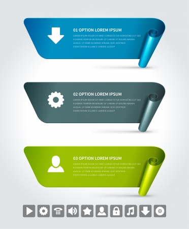 Infographics options design elements  Vector illustration  Scroll paper and banner numbers website eps 10 のイラスト素材