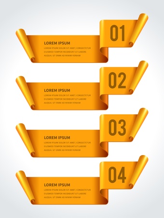 Infographics options design elements  Vector illustration  Scroll paper banner or header numbers website のイラスト素材