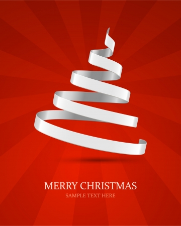Christmas tree from ribbon vector background  Christmas card or invitation  のイラスト素材