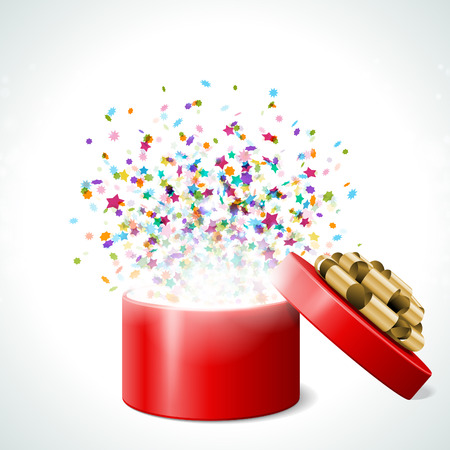 Open explore gift with fly stars vector background  Eps 10のイラスト素材