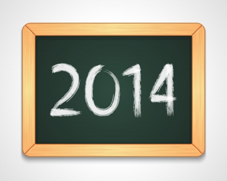 Happy New Year 2014 chalk drawing message vector background  Eps 10  のイラスト素材