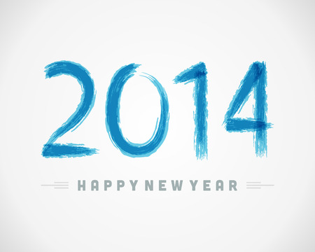 Happy New Year 2014 brush paint message vector background  Eps 10 のイラスト素材