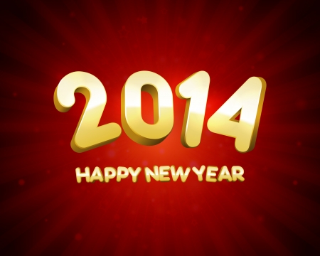 Happy New Year 2014 3d message and light vector background  Eps 10  のイラスト素材