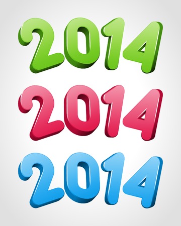 Happy New Year 2014 3d message vector background  Eps 10  のイラスト素材