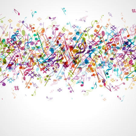 Colorful music background with notes  Vector background  のイラスト素材