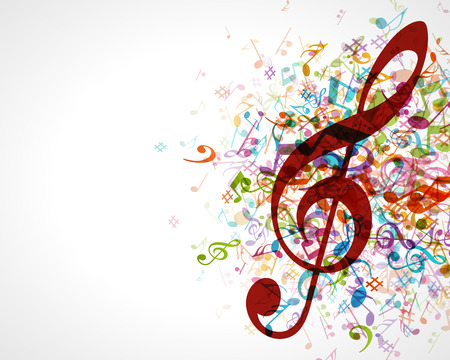 Colorful music background with notes  Vector background のイラスト素材