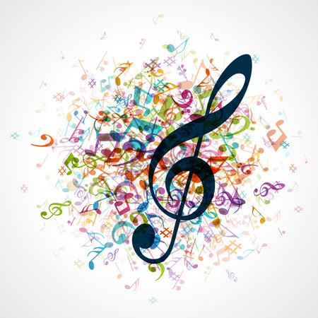 Colorful music background with notes  Vector background のイラスト素材