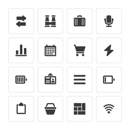 Flat icons vector set for web design, infographics, ui and mobile apps. Objects, business, office, communication and marketing itemsのイラスト素材