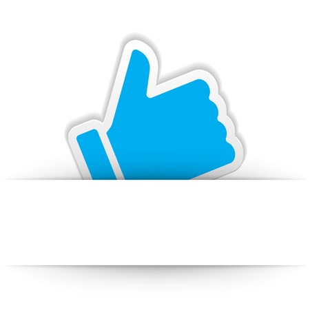 Thumb up icon with and cut paper shadow vector design elementのイラスト素材
