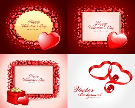 Set Happy Valentines Day greetings cards vector backgroundのイラスト素材