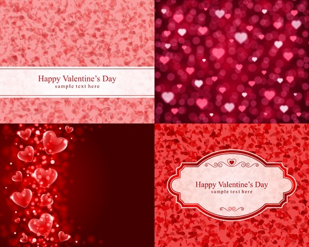 Set Happy Valentines Day vector backgroundsのイラスト素材
