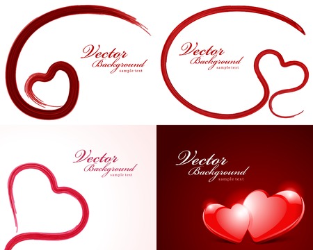 Set Happy Valentines Day greetings cards vector background design. Valentine's day wishes, hearts, love symbols, bokeh light and gifts.のイラスト素材