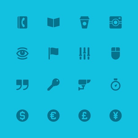 Flat icons vector set for web design, infographics, ui and mobile apps. Objects, business, office, communication and marketing itemsのイラスト素材