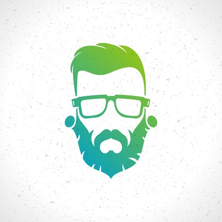 Hipster man face style silhouette vintage vector design element illustrationのイラスト素材