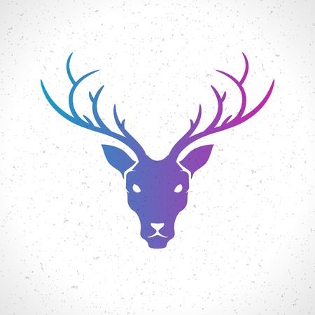 Deer head silhouette isolated on white background vintage vector design element illustrationのイラスト素材
