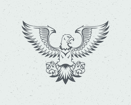Eagle flying icon emblem template mascot symbol for business or shirt design. Vector Vintage Design Element.のイラスト素材