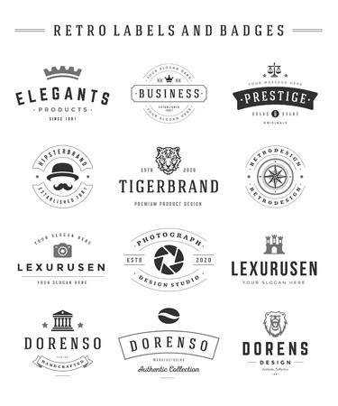 Retro icon set vector vintage graphics design elements for icon, identity, labels and badges.のイラスト素材