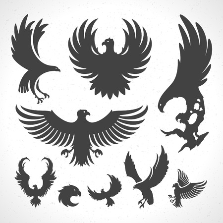 Eagles icon emblems template set mascot symbol for business or shirt design. Vector Vintage Design Element.のイラスト素材