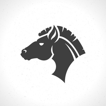 Horse face icon emblem template mascot symbol for business or shirt design. Vector Vintage Design Element.のイラスト素材
