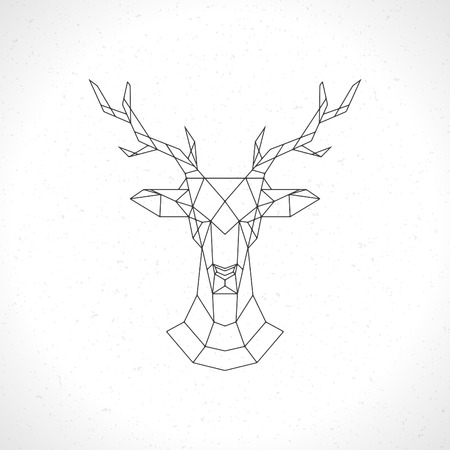 Deer head geometric lines silhouette isolated on white background vintage vector design element illustrationのイラスト素材