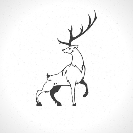 Deer head silhouette isolated on white background vintage vector design element illustrationのイラスト素材