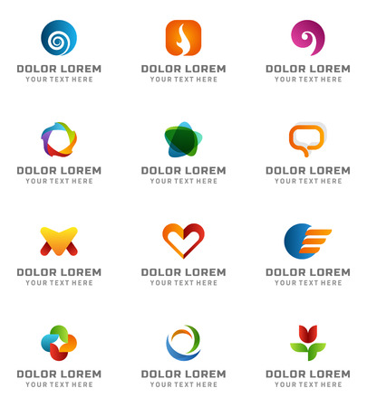 Abstract geometric icon design template elements business, creative symbols vector set.のイラスト素材
