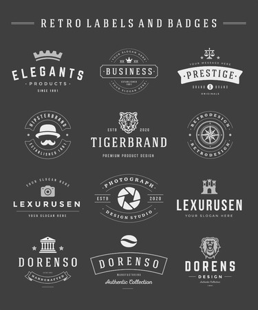 Retro  set vector vintage graphics design elements のイラスト素材