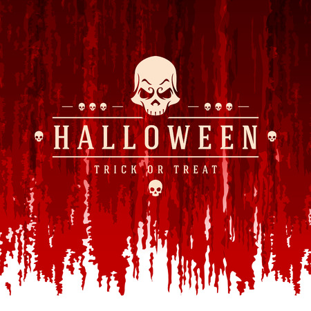 Vintage Happy Halloween Typographic Design Vector Background and Skullのイラスト素材