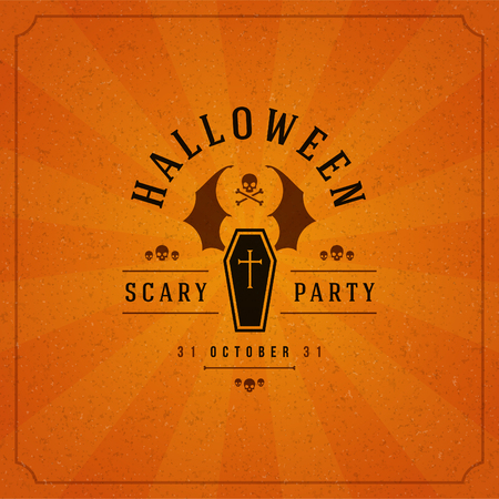 Vintage Happy Halloween Typographic Design Vector Backgroundのイラスト素材