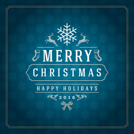 Merry Christmas Greetings Card or Poster Design. Textured paper vector background and retro typography holidays wishes.のイラスト素材