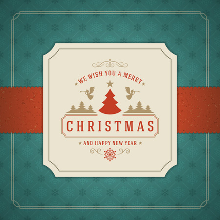 Merry Christmas Greetings Card or Poster Design. Textured paper vector background and retro typography holidays wishes.のイラスト素材