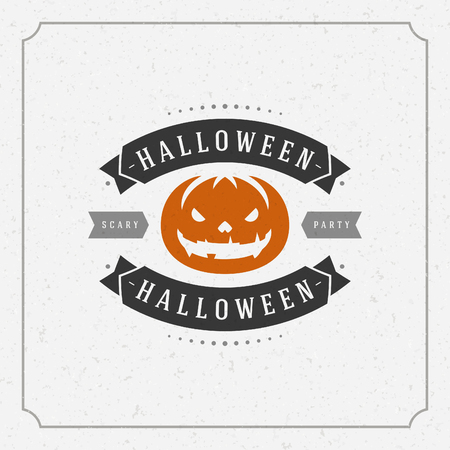 Happy Halloween Typographic Design Vector Background and Pumpkinのイラスト素材