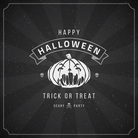 Happy Halloween Typographic Design Vector Background and Pumpkinのイラスト素材
