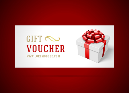 Voucher template with gift box and bow vintage design vector illustrationのイラスト素材