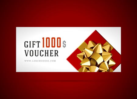 Voucher template with gift box and bow vintage design vector illustrationのイラスト素材