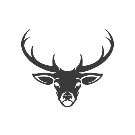 Deer Head Silhouette Isolated On White Background Vector object for Labels, Badges,  and other Design.のイラスト素材