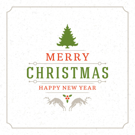 Merry Christmas Greetings Card or Poster Design. Textured paper vector background and retro typography holidays wishes.のイラスト素材