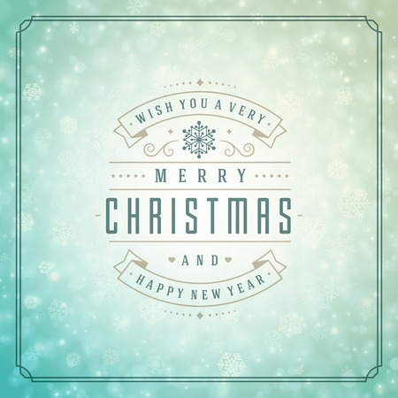 Christmas lights with snowflakes and typography label design vector background. Greeting card or invitation and holidays wishes.のイラスト素材