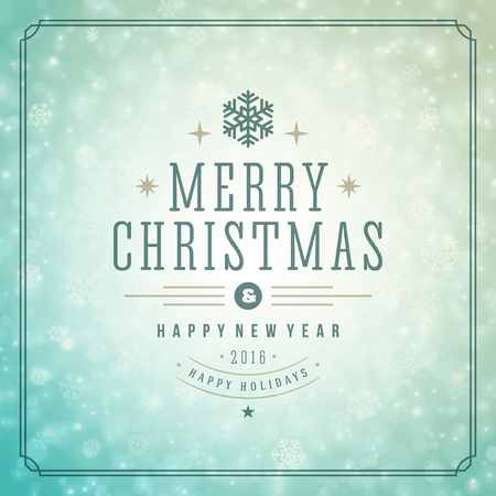 Christmas lights with snowflakes and typography label design vector background. Greeting card or invitation and holidays wishes.のイラスト素材