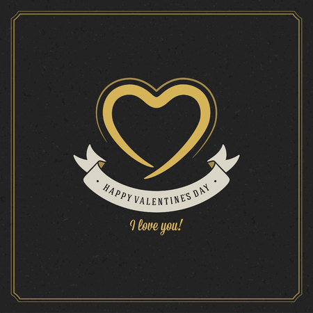 Happy Valentine's day Greeting Card and black paper Vintage vector backgroundのイラスト素材